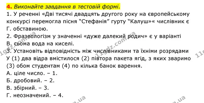 4. Виконайте завдання в тестовій формі. — ГДЗ Українська мова 6 клас Авраменко