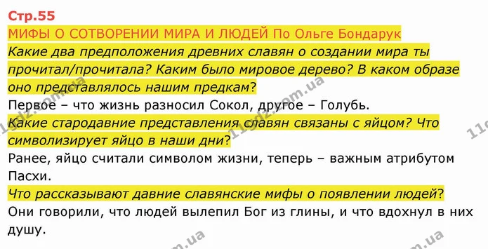 МИФЫ О СОТВОРЕНИИ МИРА И ЛЮДЕЙ По Ольге Бондарук — ГДЗ Русский язык и чтение 4 класс Лапшина 2 ч.