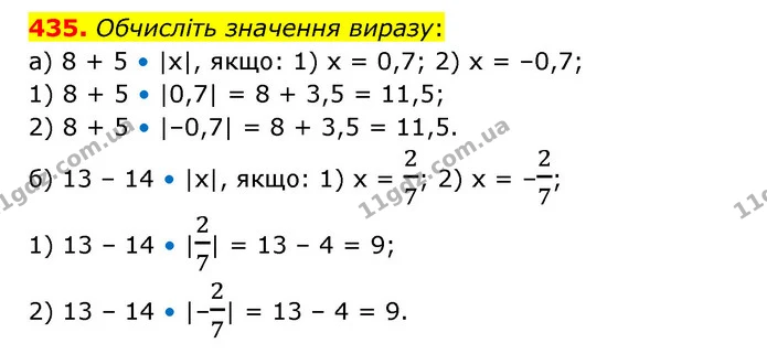 435. Обчисліть значення виразу: — ГДЗ Математика 6 клас Бевз 1-2 ч.