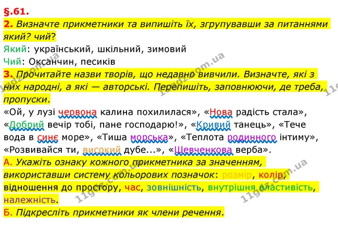 2. Визначте прикметники та випишіть їх, згрупувавши за питаннями який? чий? — ГДЗ Українська мова 6 клас Авраменко