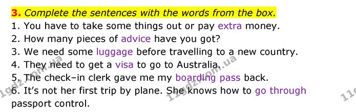 3. Complete the sentences with the words from the box. — ГДЗ Англійська мова 6 клас Карпюк 2023