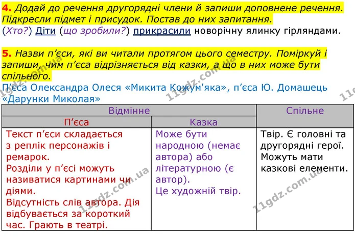4. Додай до речення другорядні члени й запиши доповнене речення. Підкресли підмет і присудок. Постав до них запитання. — ГДЗ Українська мова та читання 3 клас Остапенко 1-2 ч.