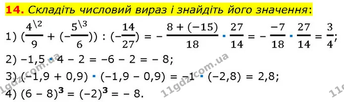 14. Складіть числовий вираз і знайдіть його значення: — Алгебра 7 клас Мерзляк 2024