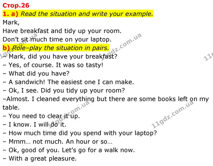 1. a) Read the situation and write your example. — ГДЗ Робочий зошит Англійська мова 7 клас Карпюк