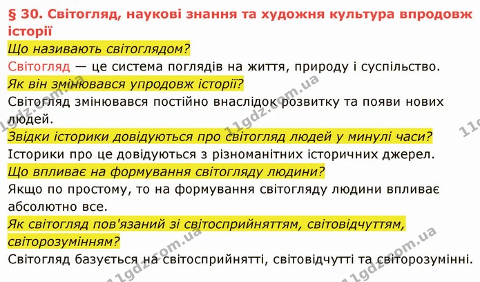 Що називають світоглядом? — частина 1 — ГДЗ Вступ до історії України 5 клас Власов