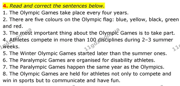 4. Read and correct the sentences below. — ГДЗ Англійська мова 7 клас Карпюк