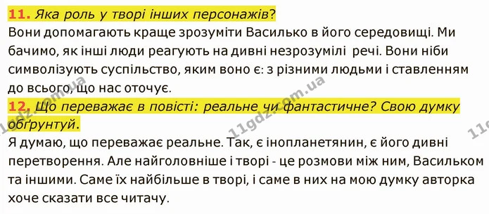 11. Яка роль у творі інших персонажів? — ГДЗ Українська література 5 клас Коваленко
