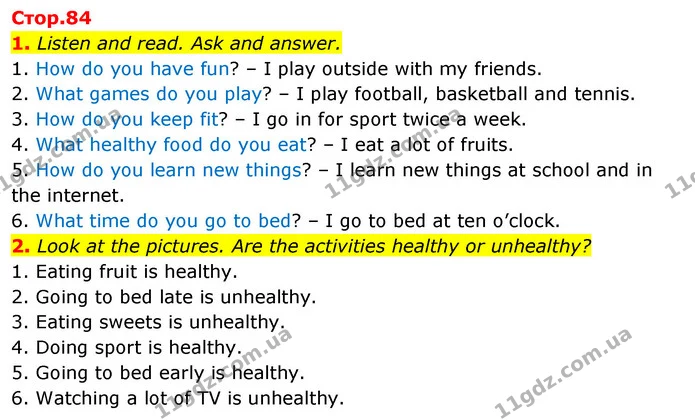 1. Listen and read. Ask and answer. — ГДЗ Англійська мова 3 клас Пухта