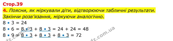 4. Поясни, як міркували діти, відтворюючи табличні результати. Закінчи розв’язання, міркуючи аналогічно. — ГДЗ Математика 3 клас Скворцова 1-2 ч.