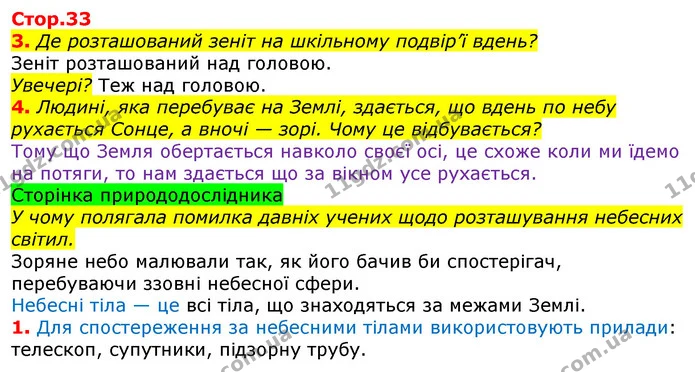 3. Де розташований зеніт на шкільному подвір’ї вдень? — ГДЗ Робочий зошит Природознавство 5 клас Коршевнюк