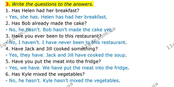 3. Write the questions to the answers. — ГДЗ Зошит з граматики Англійська мова 5 клас Карпюк 2022