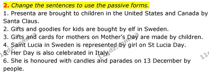 2. Change the sentences to use the passive forms. — ГДЗ Англійська мова 7 клас Карпюк