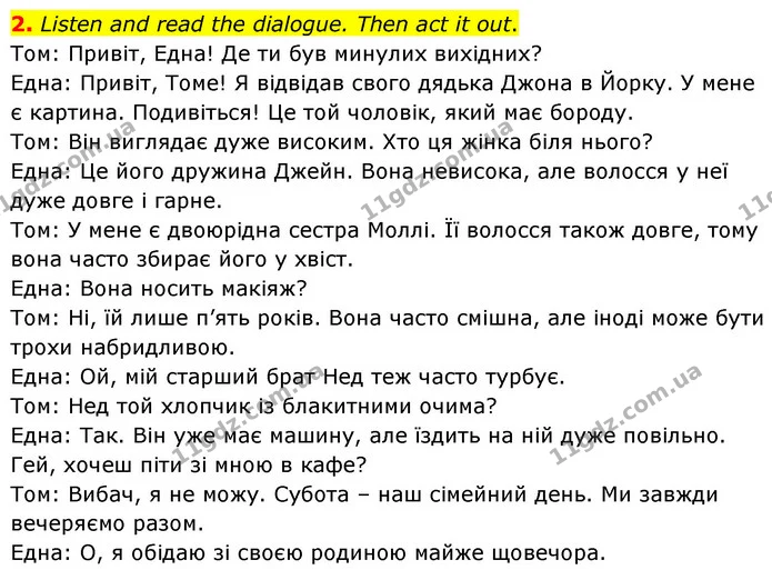 2. Listen and read the dialogue. Then act it out. — ГДЗ Англійська мова 6 клас Карпюк 2023