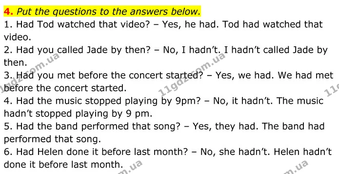 4. Put the questions to the answers below. — ГДЗ Англійська мова 8 клас Карпюк 2025