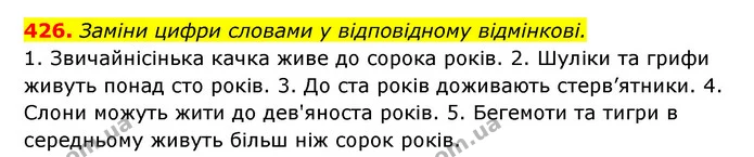426. Заміни цифри словами у відповідному відмінкові. — ГДЗ Українська мова 6 клас Онатій