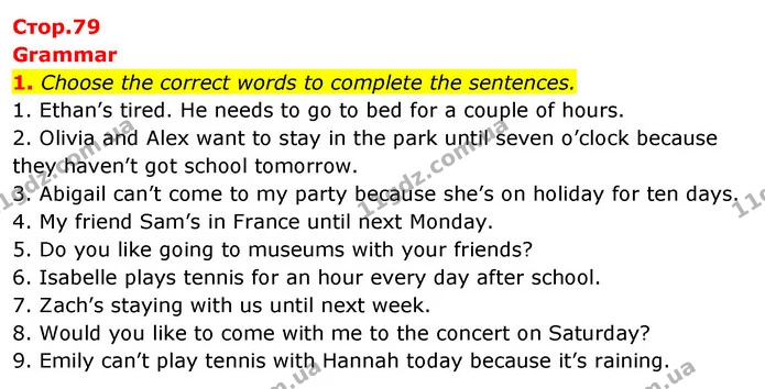 1. Choose the correct words to complete the sentences. — ГДЗ Робочий зошит Англійська мова 5 клас Коста (prepare 5)