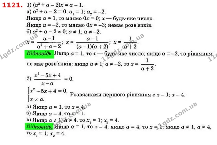 1121. Розв’яжіть відносно х рівняння: — ГДЗ Алгебра 8 клас Істер 2021