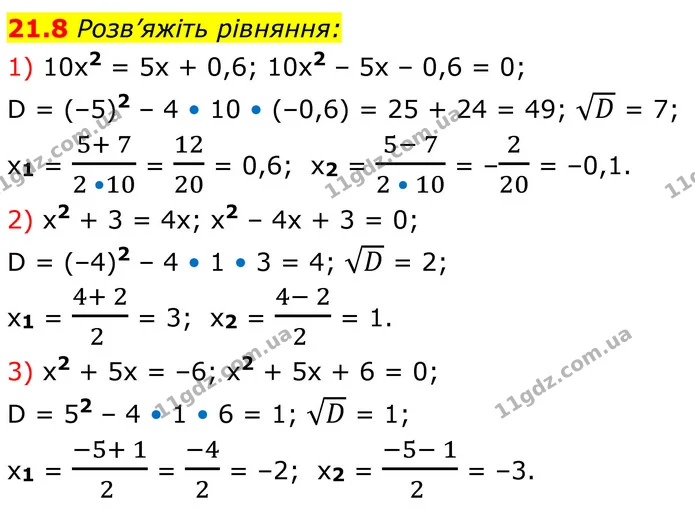 21.8 Розв’яжіть рівняння: — ГДЗ Алгебра 8 клас Істер