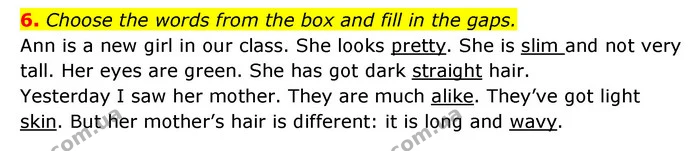 6. Choose the words from the box and fill in the gaps. — ГДЗ Робочий зошит Англійська мова 6 клас Карпюк