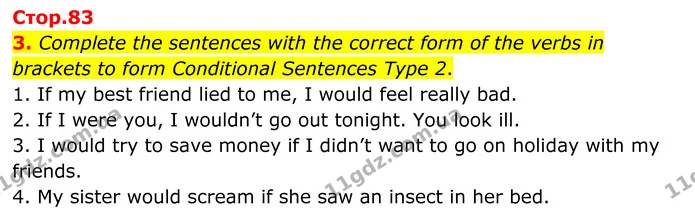 3. Complete the sentences with the correct form of the verbs in brackets to form Conditional Sentences Type 2. — ГДЗ Англійська мова 8 клас Мітчелл