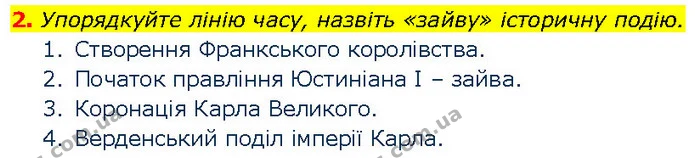 2. Упорядкуйте лінію часу, назвіть «зайву» історичну подію. — ГДЗ Всесвітня історія 7 клас Щупак