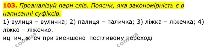 103. Проаналізуй пари слів. Поясни, яка закономірність є в — ГДЗ Українська мова 6 клас Онатій