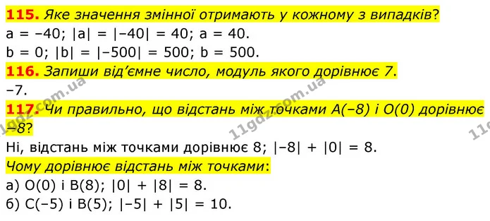 115. Яке значення змінної отримають у кожному з випадків? — ГДЗ Математика 6 клас Бевз 1-2 ч.