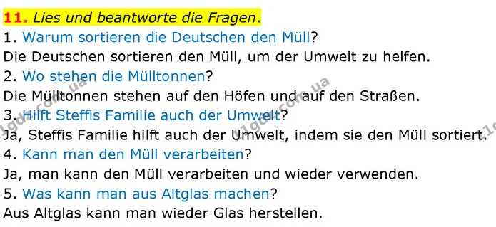 11. Lies und beantworte die Fragen. — ГДЗ Німецька мова 7 клас Басай