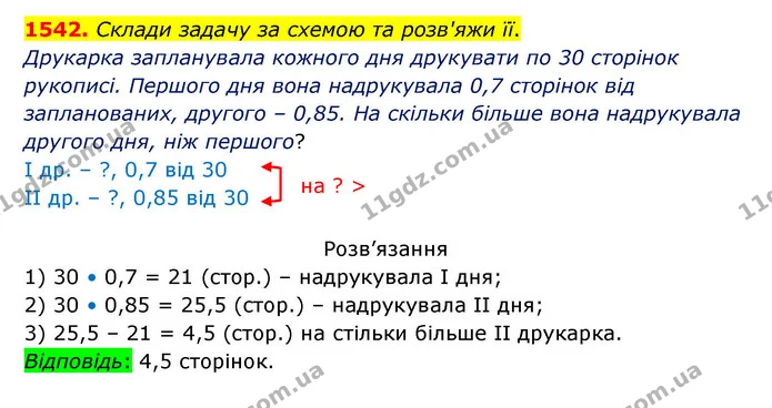 1542. Склади задачу за схемою та розв'яжи її. — ГДЗ Математика 5 клас Бевз