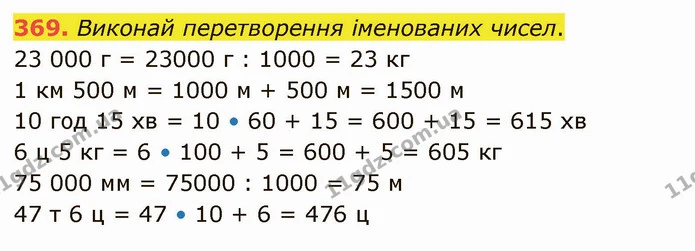 369. Виконай перетворення іменованих чисел. — ГДЗ Математика 4 клас Оляницька