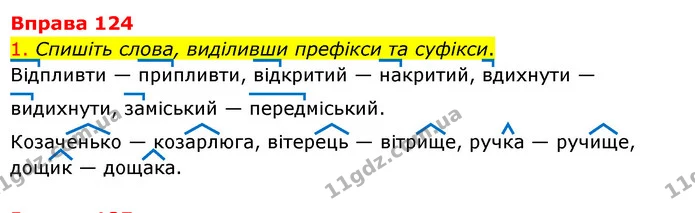 124 — ГДЗ Українська мова 6 клас Літвінова