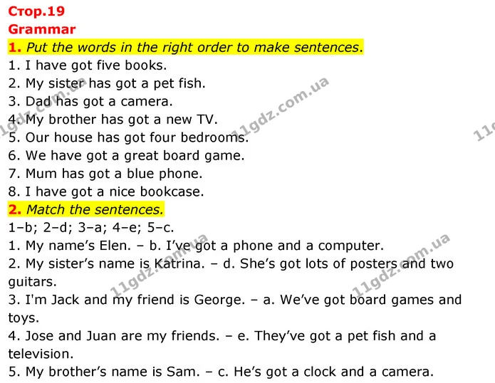 1. Put the words in the right order to make sentences. — ГДЗ Робочий зошит Англійська мова 5 клас Коста (prepare 5)