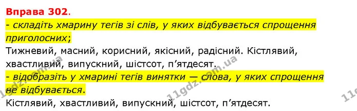 - складіть хмарину тегів зі слів, у яких відбувається спрощення приголосних; — ГДЗ Українська мова 5 клас Літвінова