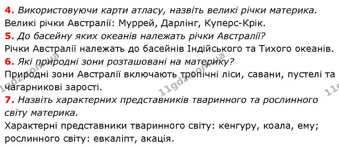 § 32. Узагальнення вивченого з теми «Австралія» — частина 4 — ГДЗ Географія 7 клас Гільберг