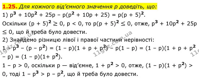 1.25. Для кожного від’ємного значення p доведіть, що: — ГДЗ Алгебра 9 клас Істер