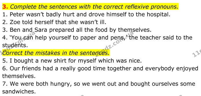 3. Complete the sentences with the correct reflexive pronouns. — ГДЗ Англійська мова 7 клас Коста