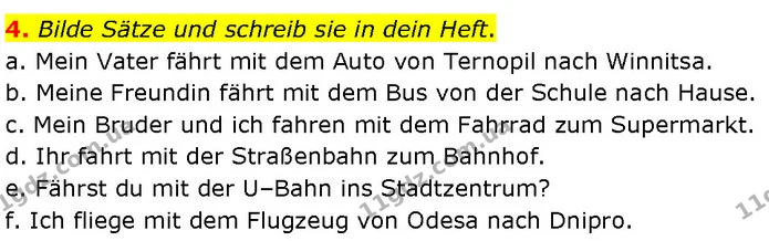 4. Bilde Sätze und schreib sie in dein Heft. — ГДЗ Німецька мова 7 клас Басай