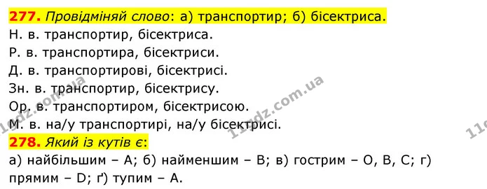 277. Провідміняй слово: а) транспортир; б) бісектриса. — ГДЗ Математика 5 клас Бевз