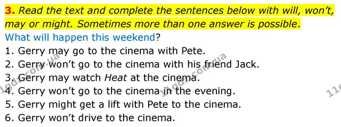 3. Read the text and complete the sentences below with will, won’t, may or might. Sometimes more than one answer is possible. — ГДЗ робочий зошит Англійська мова 7 клас Prepare