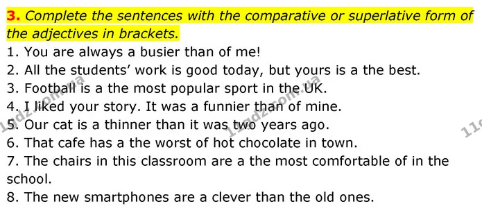 3. Complete the sentences with the comparative or superlative form of the adjectives in brackets. — ГДЗ Англійська мова 6 клас Коста (Prepare 6)