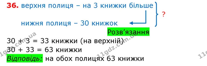 36. У першій клітці 8 кроленят, у другій — на 2 більше. Скільки кроленят буде у двох клітках, якщо до другої клітки поселити ще 3 — ГДЗ Математика 3 клас Заїка 1-2 ч.