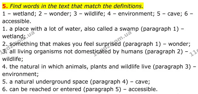 5. Find words in the text that match the definitions. — ГДЗ Англійська мова 7 клас Коста
