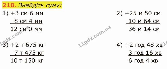 210. Знайдіть суму: — ГДЗ Математика 5 клас Кравчук