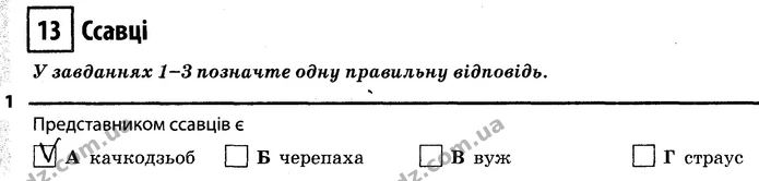 1. Представником ссавців є А (качкодзьоб) — ГДЗ Робочий зошит Біологія 7 клас Задорожний