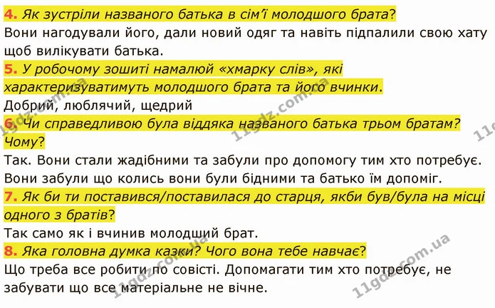 4. Як зустріли названого батька в сім’ї молодшого брата? — ГДЗ Українська література 5 клас Коваленко