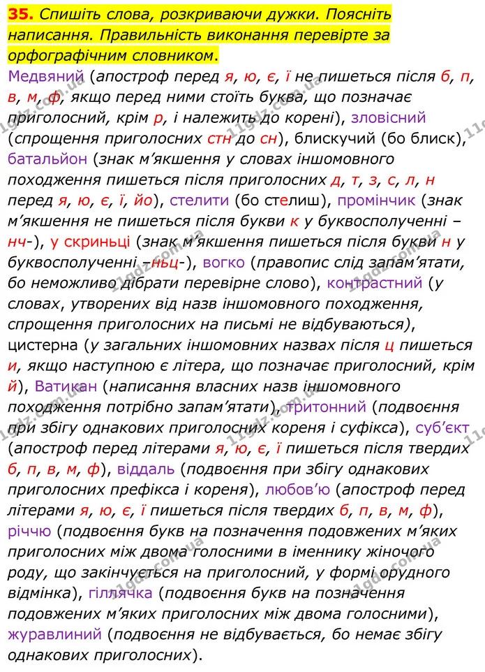35. Спишіть слова, розкриваючи дужки. Поясніть написання. Правильність виконання перевірте за орфографічним словником. — ГДЗ Українська мова 6 клас Заболотний 2020