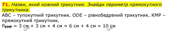 71. Назви, який кожний трикутник. Знайди периметр прямокутного трикутника. — ГДЗ Математика 3 клас Лишенко (1, 2 частина)