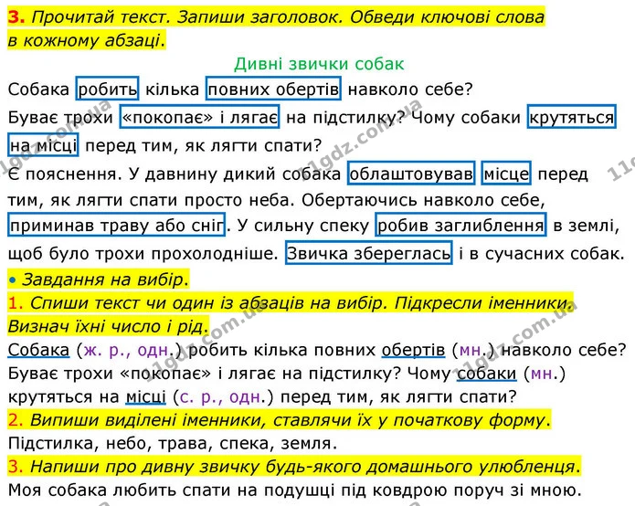 3. Прочитай текст. Запиши заголовок. Обведи ключові слова — ГДЗ Робочий зошит Українська мова 4 клас Большакова