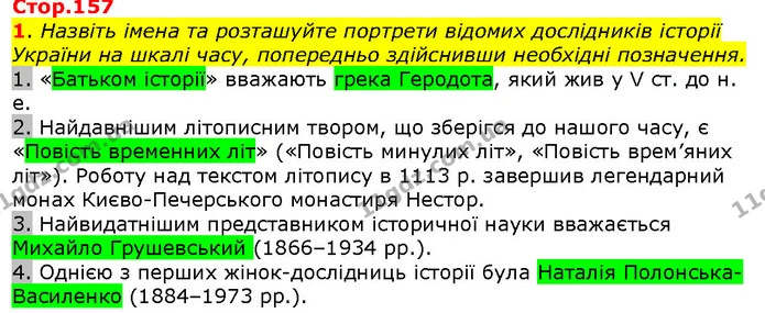 1. Назвіть імена та розташуйте портрети відомих дослідників історії України на шкалі часу, попередньо здійснивши необхідні позначення. — ГДЗ Вступ до історії 5 клас Щупак