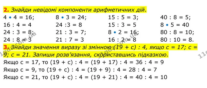 2. Знайди невідомі компоненти арифметичних дій. — ГДЗ Математика 3 клас Скворцова 1-2 ч.